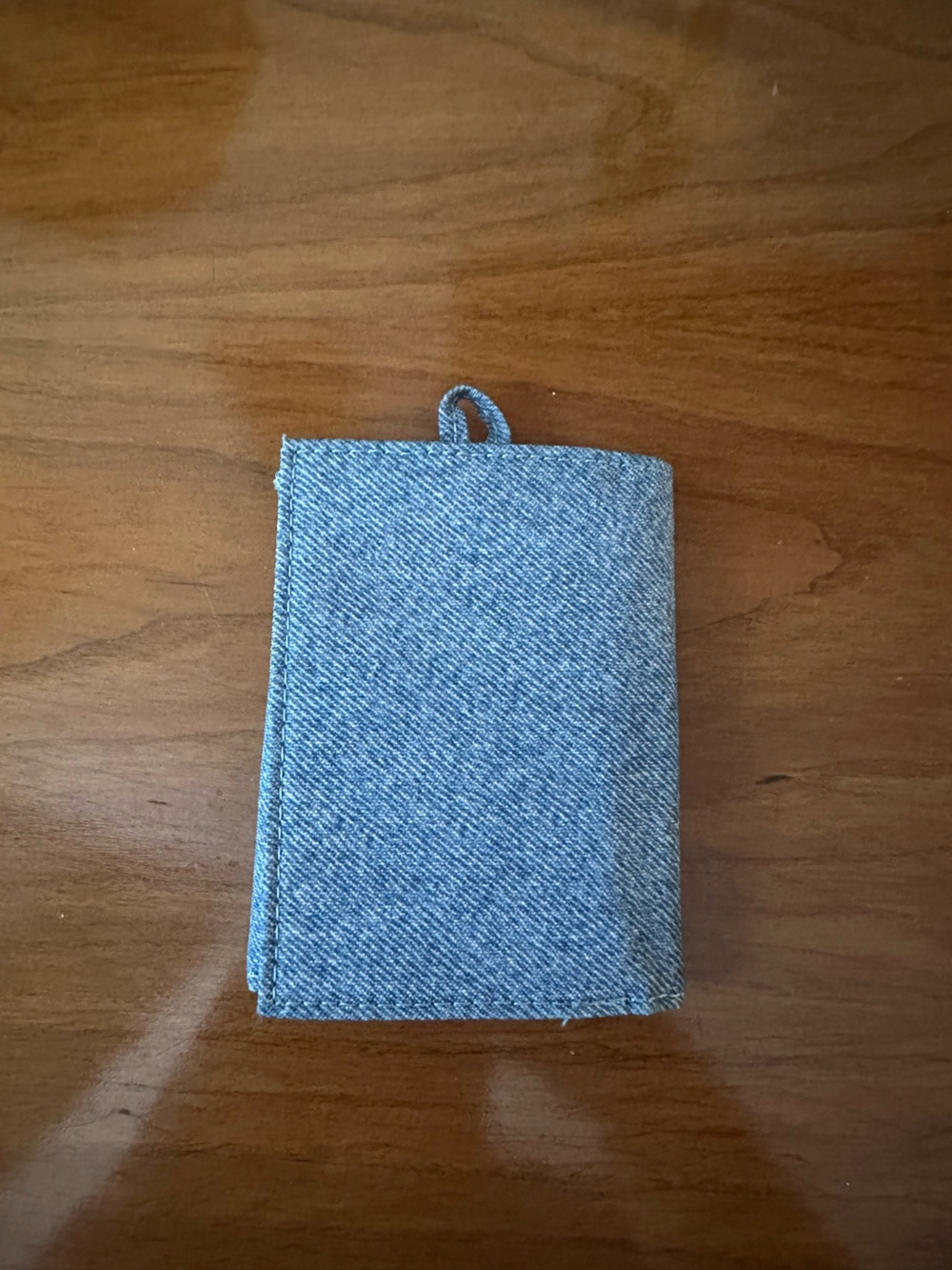 BAGGU Digital Denim Snap Wallet in Light Blue